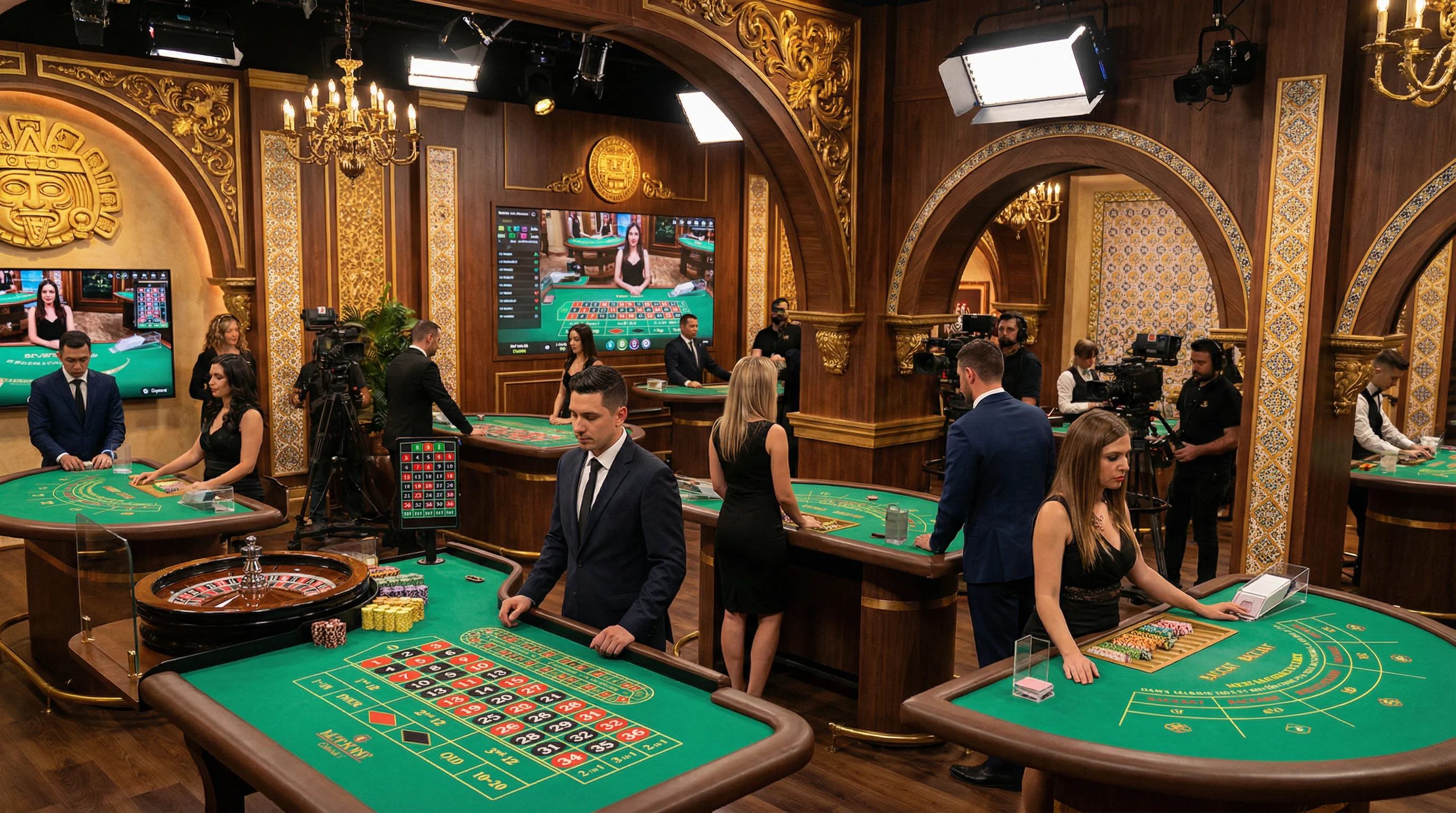 Estudio de casino en vivo con crupieres profesionales